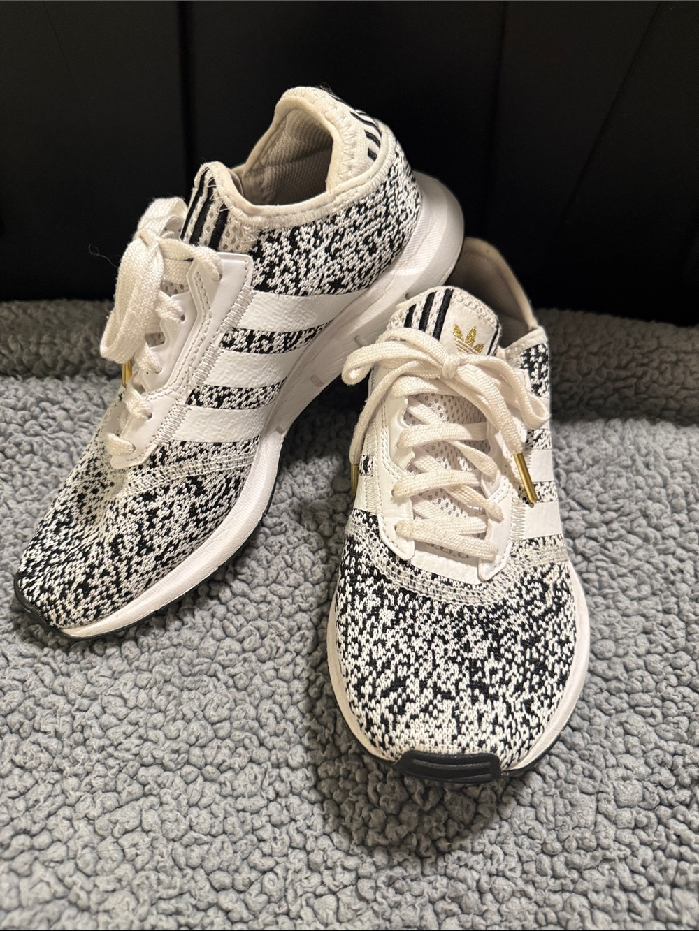 adidas Black & White Speckled Knit Sneakers